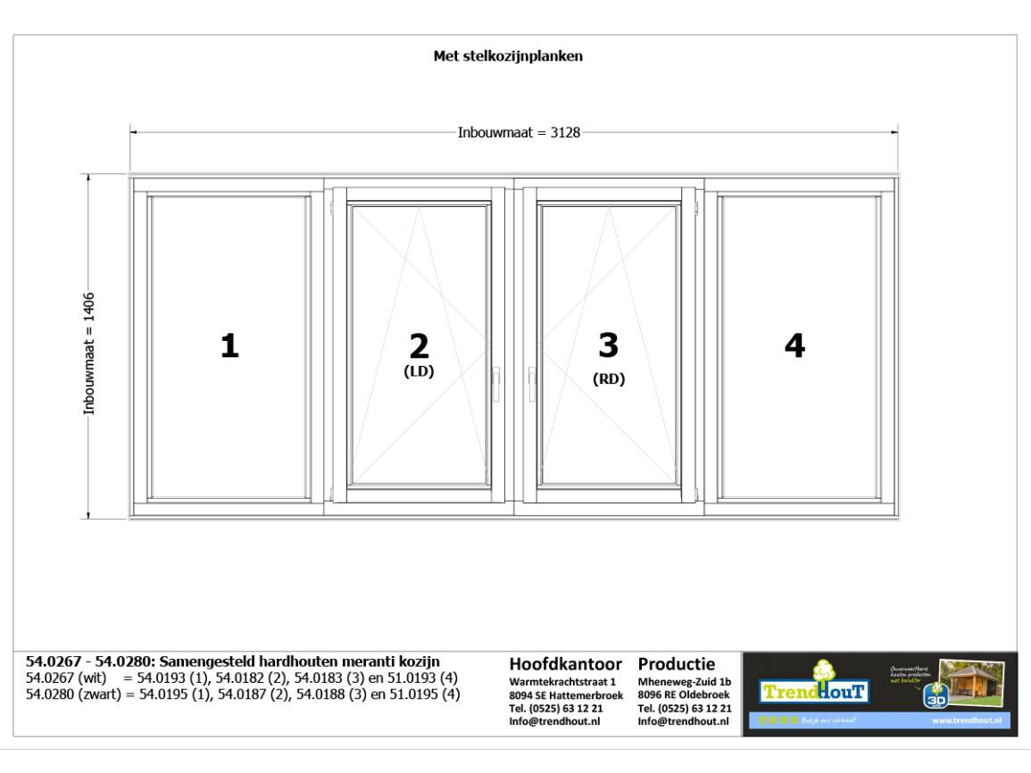 Bouwtekening_0005_54.0267 - 54.0280. Samengesteld hardhouten meranti kozijn