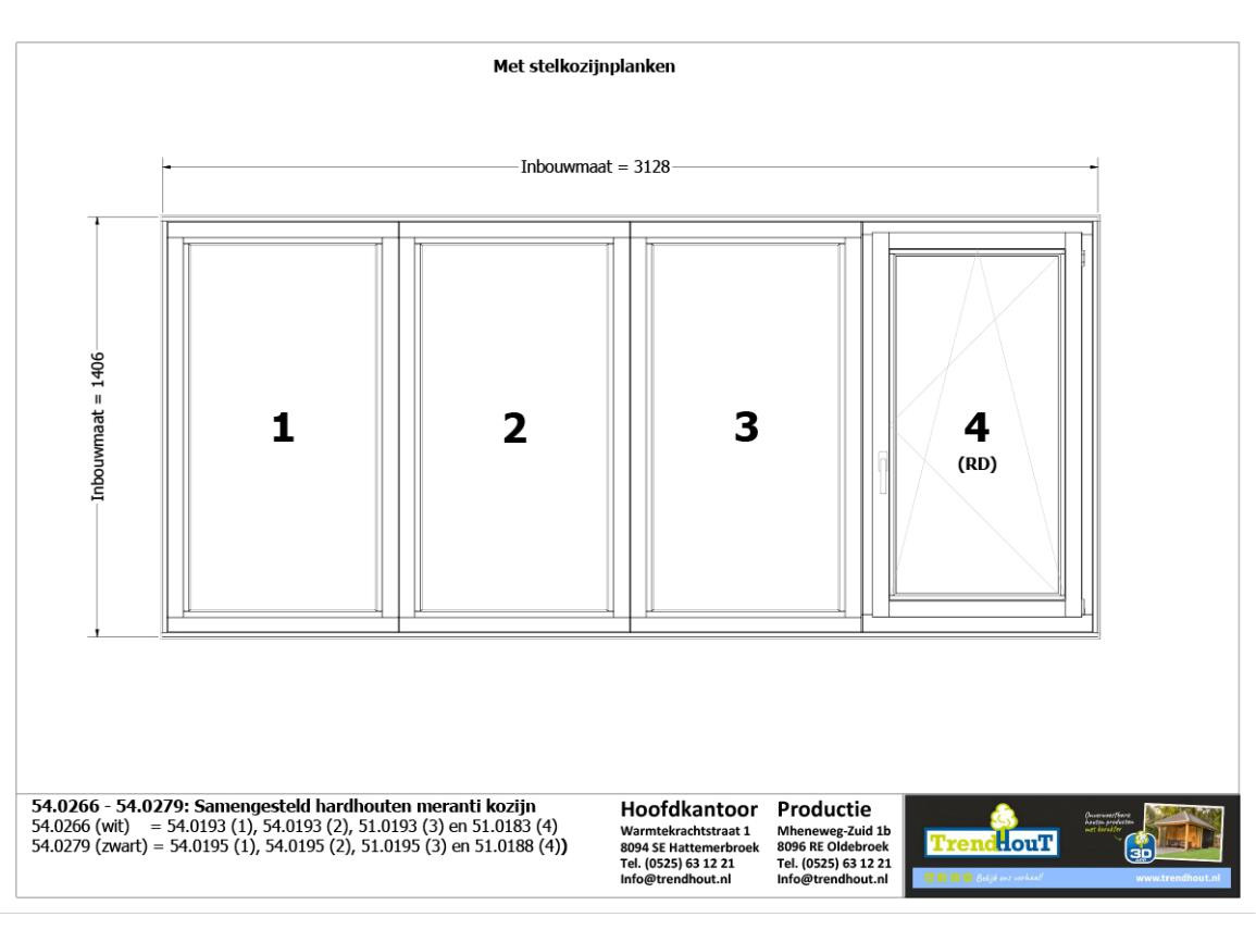 Bouwtekening_0001_54.0266 - 54.0279. Samengesteld hardhouten meranti kozijn