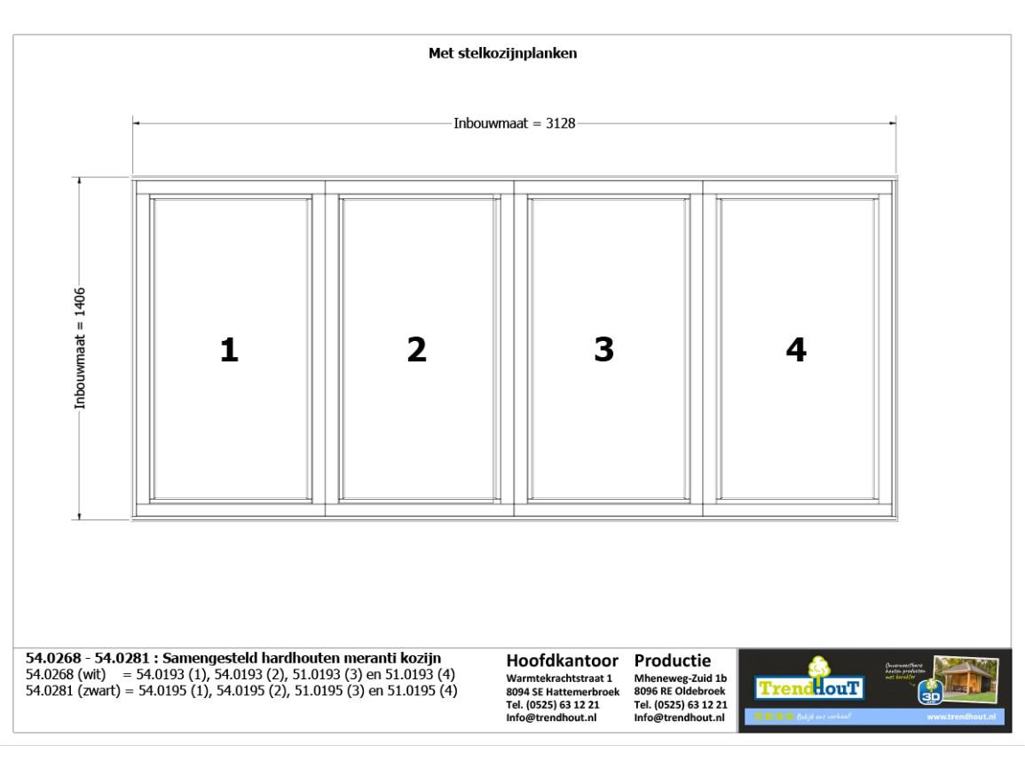 Bouwtekening_0003_54.0268 - 54.0281. Samengesteld hardhouten meranti kozijn